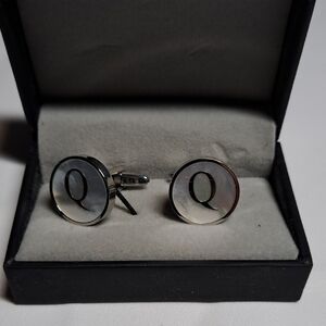 Elegant Silver Cufflinks with Black Initials